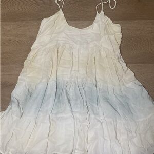 White and Blue Tiered Dress